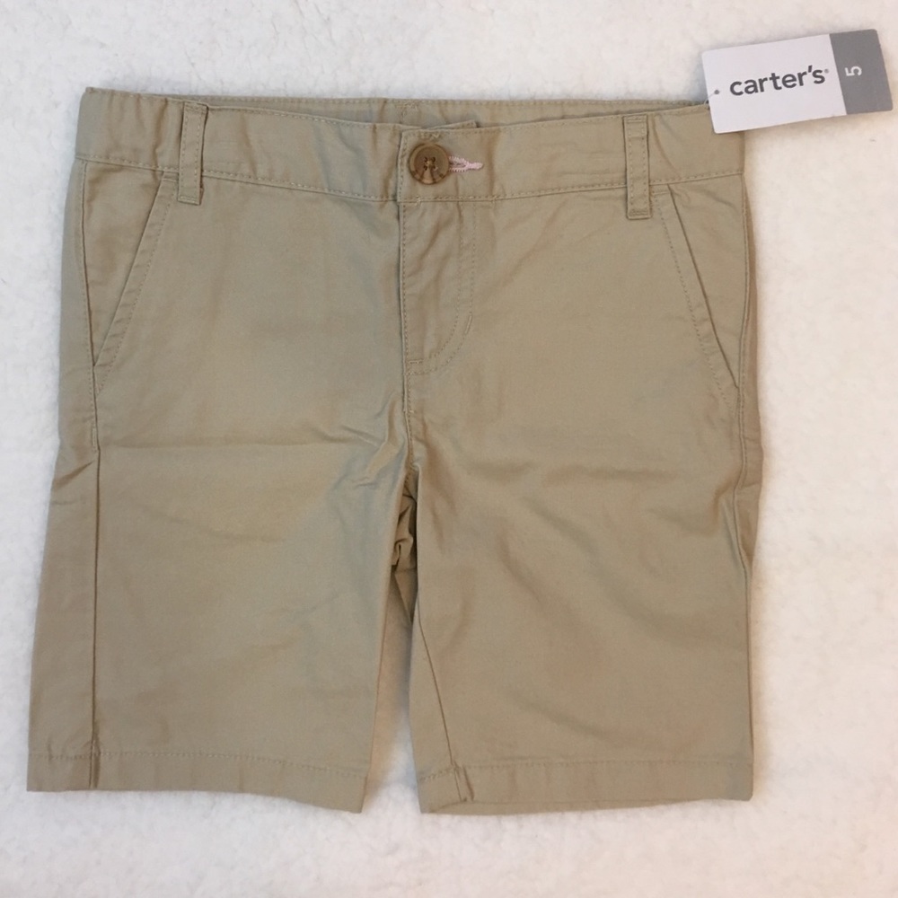 3/25 CARTERS Khaki Twill Uniform Shorts sz 5 Tan